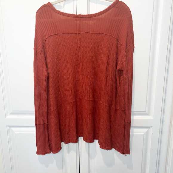 We the Free Pacific Thermal Terracotta Long Sleeve Raw Hem Boho Top Size Small - Picture 8 of 8
